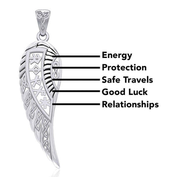Celtic Angel Wing with Rune Symbols silver Pendant TPD5736 - Jewelry